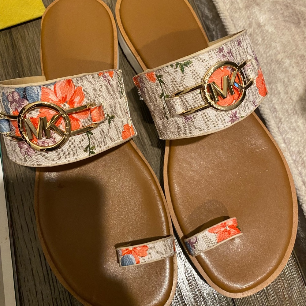 Michael Kors Floral Sandals - Brown and Multicolor